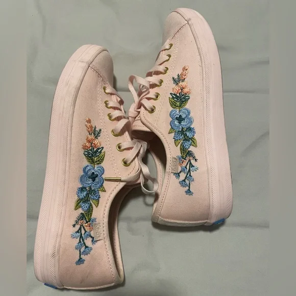 Keds x Rifle Paper Co Sneaker Women's Size 7.5 Pink Embroidered Floral Flower - Picture 6 of 10